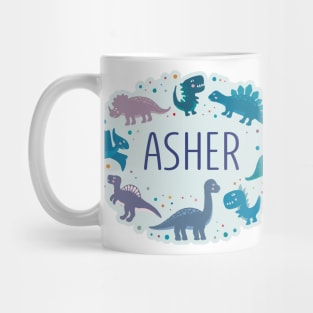 Asher name surrounded by dinosaurs Mug